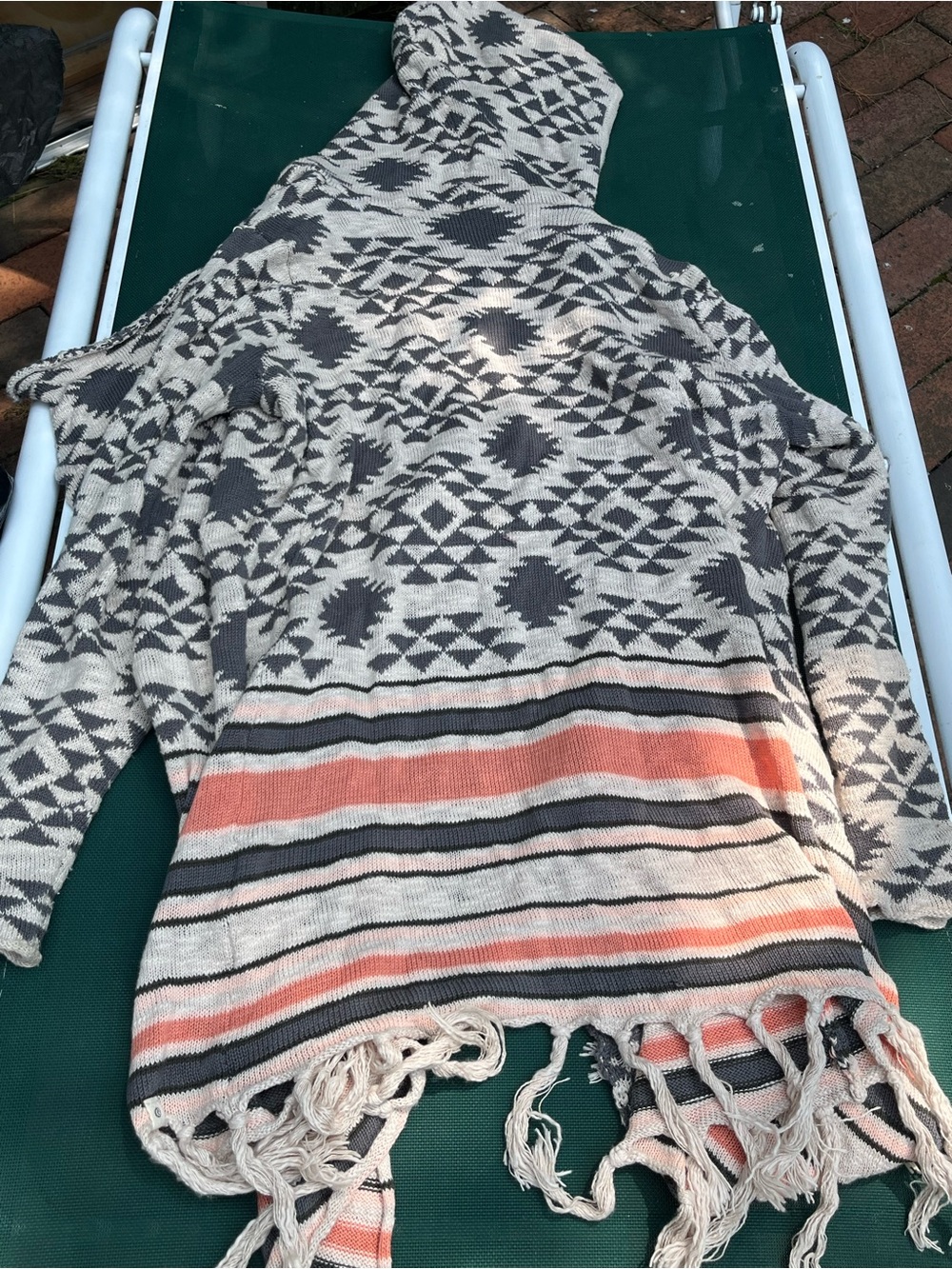 Rip Curl Hooded Tribal hoodie in Cream, Gray and Coral SURF WEAR Sz L - Picture 8 of 8